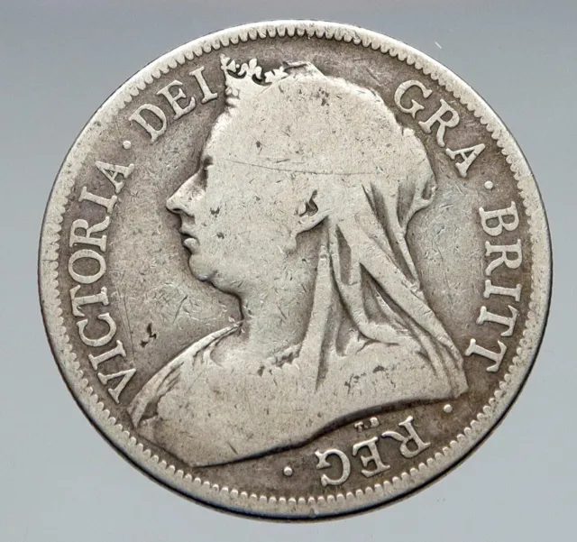 1893 UK Great Britain United Kingdom QUEEN VICTORIA 1/2 Crown Silver Coin i83057