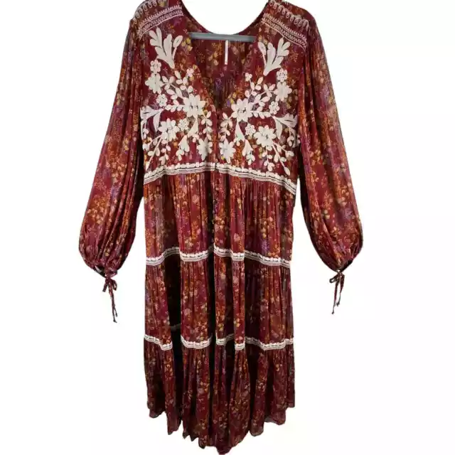 Free People NWT Call On Me Boho Floral Sheer Balloon Sleeve Duster Size M