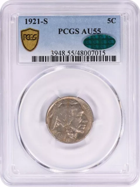 1921-S Buffalo Nickel AU55 PCGS (CAC)