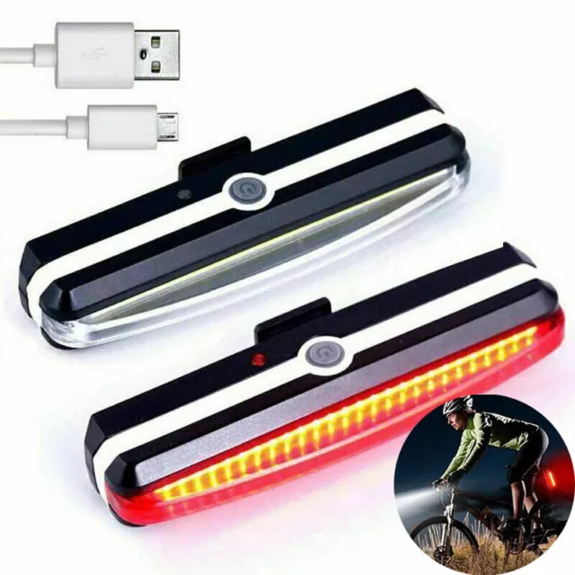 LED Mountain Bike Bicycle Front + Rear Lights Set USB Rechargeable Waterproof UK