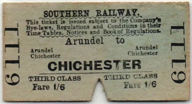 Southern Railway Ticket Arundel to Chichester