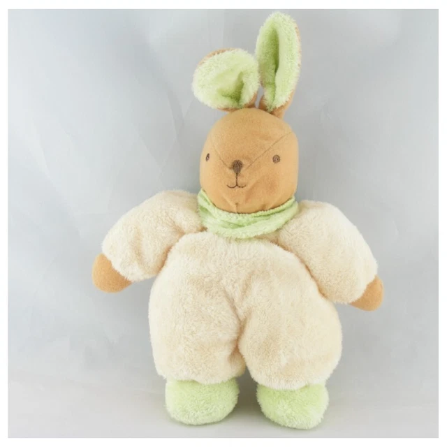 Doudou lapin blanc vert AJENA - 6845