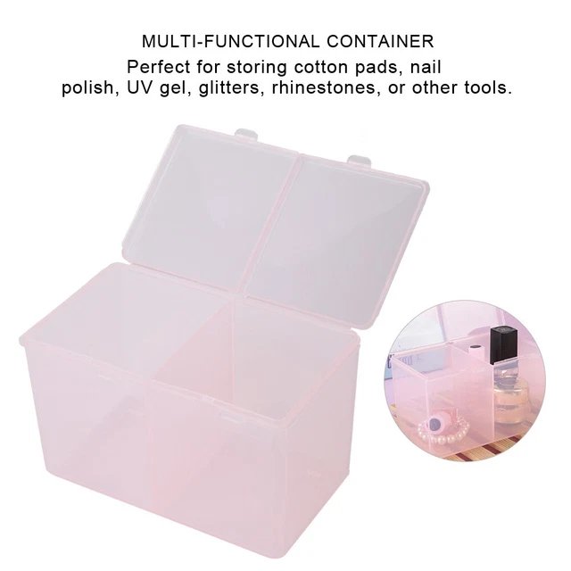 2 rejillas almohadillas de algodón contenedor esmalte de uñas brillo caja de almacenamiento manicura NUEVO