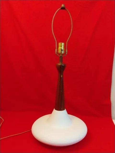 Mid Century Atomic Teak Ceramic Table Lamp