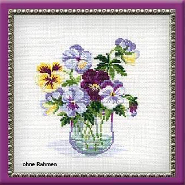 Kit Point De Croix Riolis - Dahlias - Modèle Compté - Neuf Avec Aiguille Et Fil