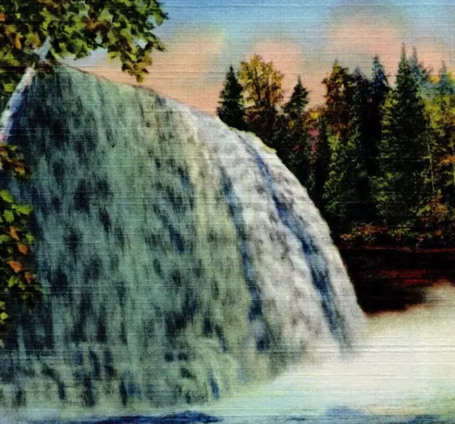 1950, Rushing Tahquamenon Falls Hiawatha Linen Sault Sainte Marie Postcard