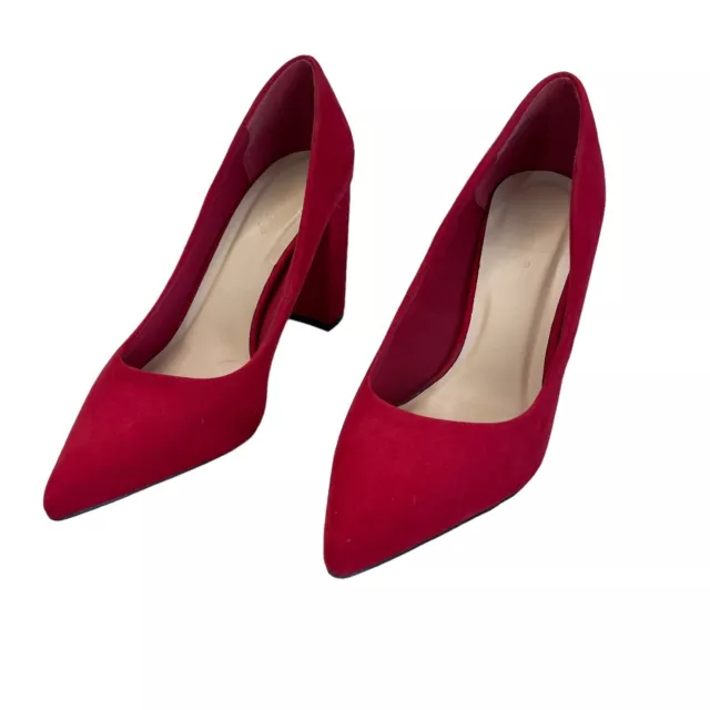 Bamboo Womens 9M Red Velvet Pump Heels 2