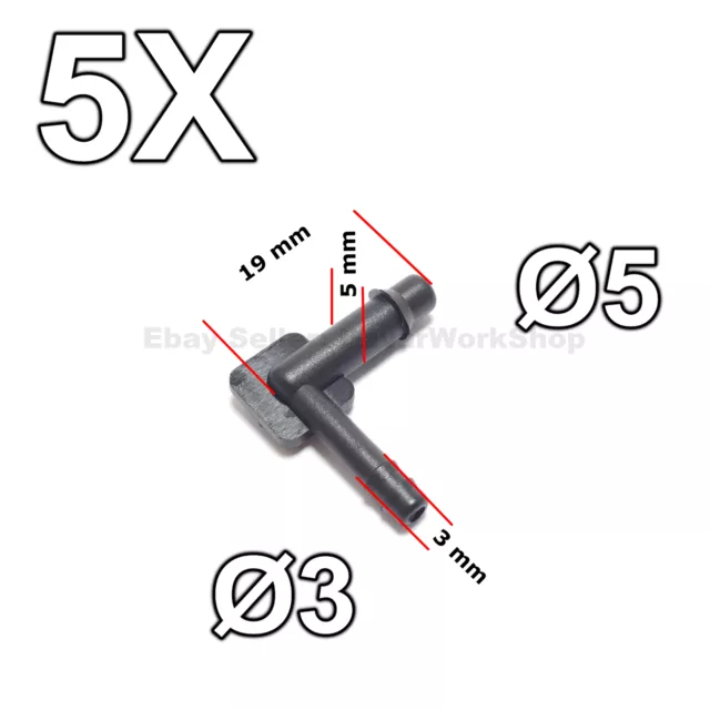 5X 5mm Pour 3mm Type L 90 Degrés Réduction Tuyau Tube Connecteurs' ,Carburant GM