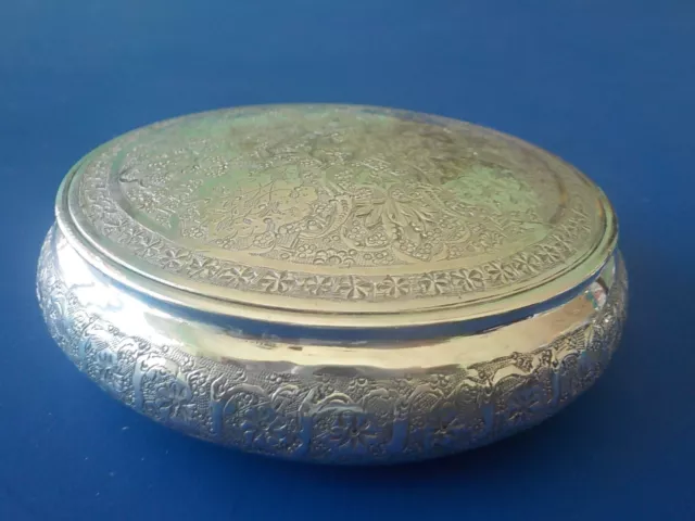 Vintage Persian Arabic 84 (875) Silver Box 3 1/2" 121+ gr. Excellent