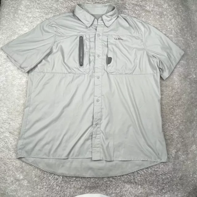 LL BEAN SHIRT Mens Large Gray Button Down Vented Breathable Fishing Short  Sleeve $21.22 - PicClick