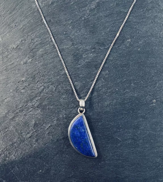 Magnifique Chaîne en Argent Avec Anhänher! Lapislazuli! 82cm! Top