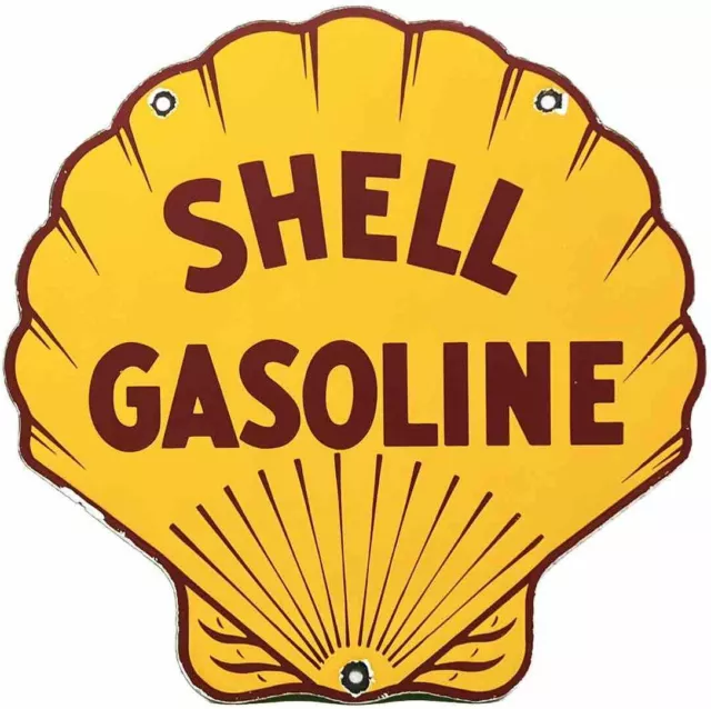 Vintage Shell Gasoline Porcelain Sign Gas Station Pump Plate Motor Oil Service