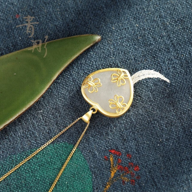 White Jade Heart Pendant 925 Silver Natural Jewelry Necklace Amulets Necklaces