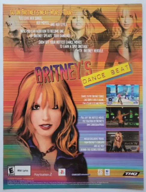 2002 Britney Spears Dance Beat GameBoy Advance PS2 Nintendo Power Ad 8x10.5"