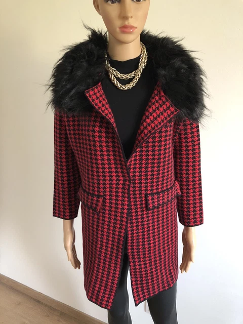 Manteau Femme Pied De Poule Noir LE PALAIS VINTAGE - Taille 34 - Laine - Neuf Avec étiquettes