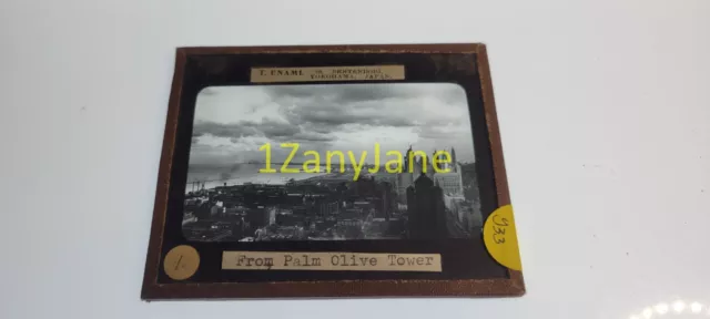 Y33 HISTORIC Glass Magic Lantern Slide Chicago Illinois 1 TENAMI FROM PALM OLIVE