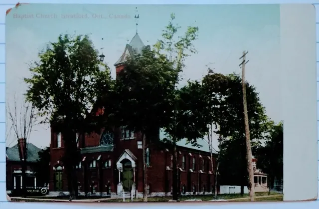 RPPC 1916 VTG Stratford Ont 🇨🇦 Postcard Baptist Church Posted Real Photo
