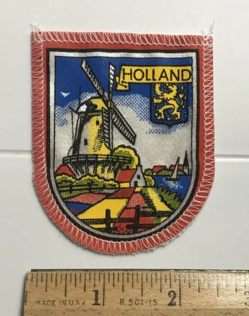 HOLLAND The Netherlands Dutch Windmill Coat of Arms Souvenir Badge Patch