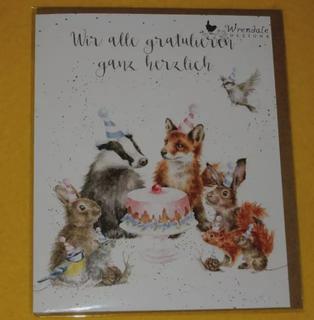 viele TIERE Geburtstag Grußkarten Wrendale Designs Klappkarte Hase Dachs Vogel E