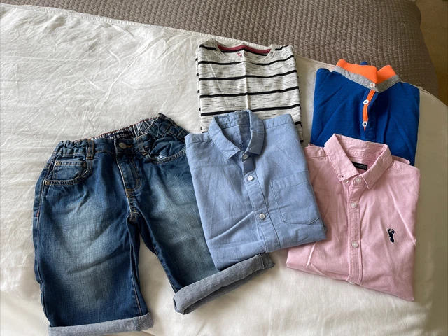 River Island, Boden, Next, Boys Bundle Of Shirts, Polo Top, T-Shirt & Shorts 7-8