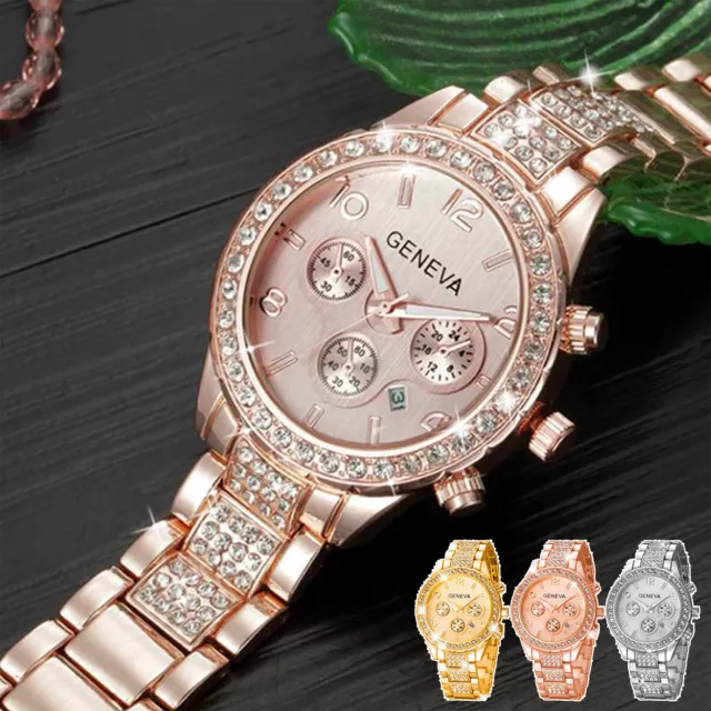 Women Ladies Crystal Diamante Quartz Wrist Watches Fashion Rhinestone Watch Gift