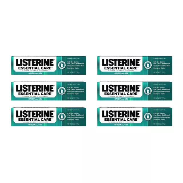 Listerine Essential Care Toothpaste, Powerful Mint Flavor, 4.2 oz (Pack of 6)