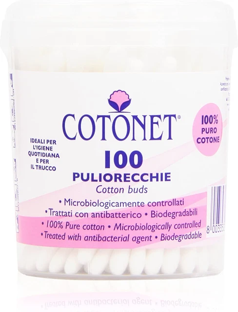 Algodón - Palos de algodón, palitos para las orejas con 100% algodón puro - 100 piezas