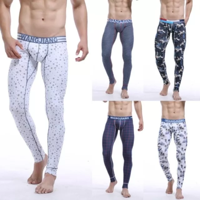 Sexy Men Low Rise Bulge Pouch Long Johns Thermal Pants Underwear Leggings  Brief