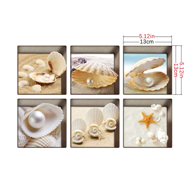 6 pegatinas 3D antideslizantes impermeables extraíbles calcomanías de pared para bañera