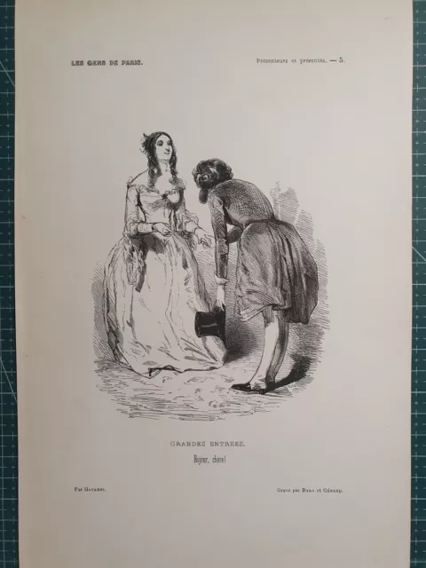 original non-text engraving year. circa 1880 by Gavarni "Les Gens de Paris"