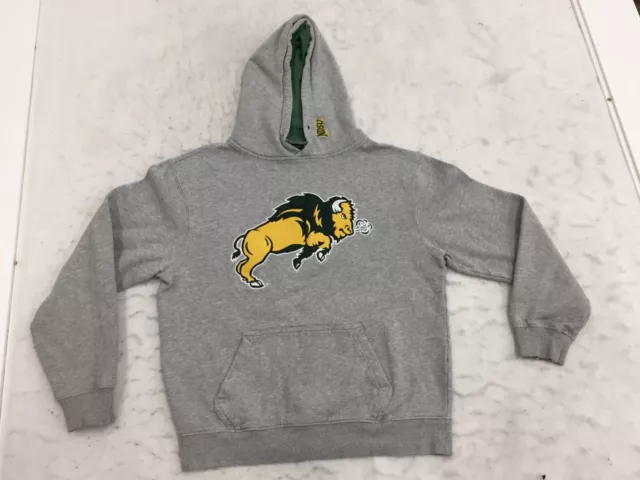 NDSU Bison Colosseum Athletics Hoodie M Medium Gray Badge Pocket Logo Hood