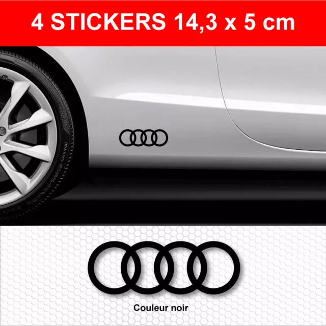 Stickers ANNEAUX AUDI Noir compatible 4 Autocollants Adhésifs Bas de Caisse