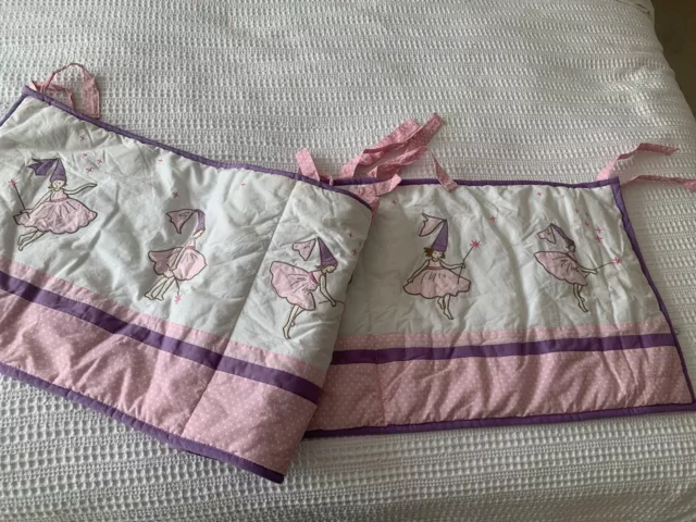 Jojo Maman Bebe Hada Rosa Polkadot Cuna Bordada Protector Suave