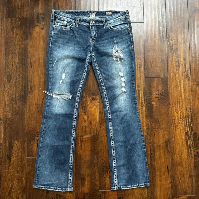 Silver Jeans Berkley Surplus Bootcut Womens Distressed Stretch Size 36x33 34x36