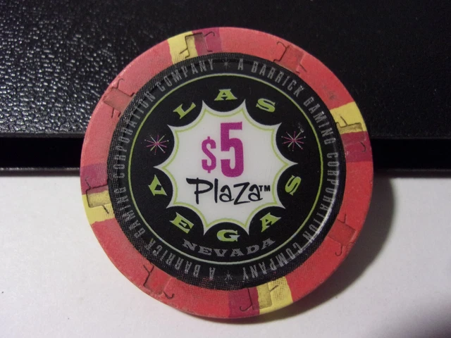 PLAZA HOTEL CASINO $5 hotel casino gaming poker chip - Las Vegas, NV