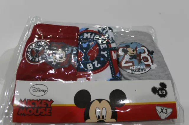 New Disney Mickey Mouse Boys Cotton Underwear Brief Bottoms Set Of 3  - Size 2-3 2