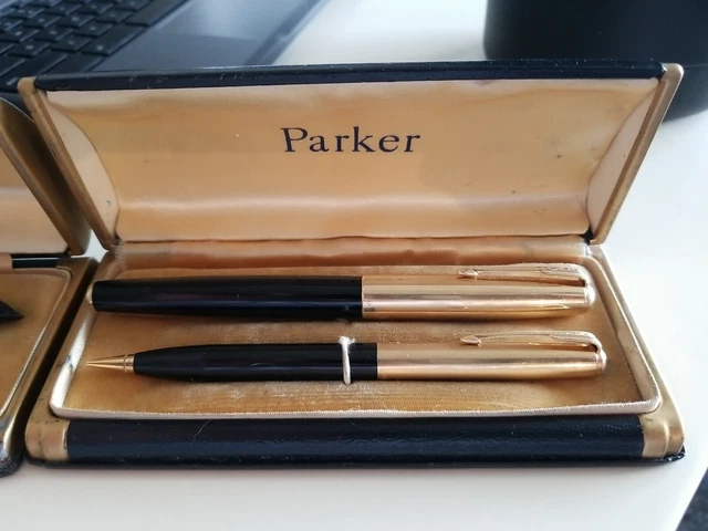 parker 51 Double Jewel 1946 -3 dot fountain pen vintage black 14k solid
