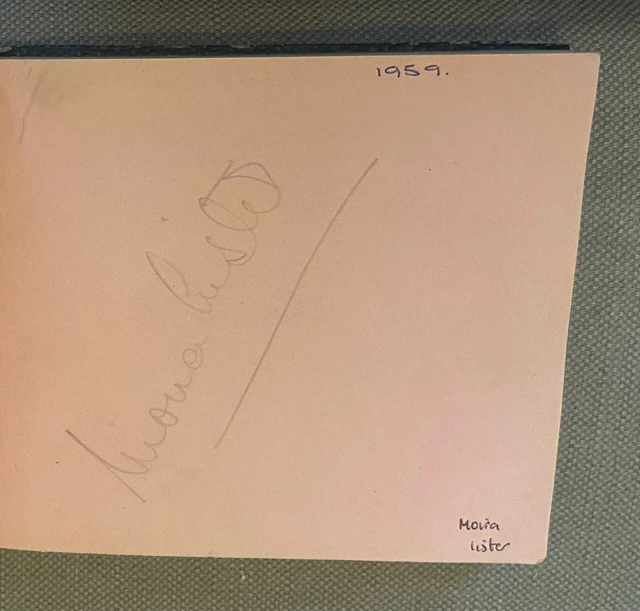 Moira Lister Actress signed 1959 on a page from a 1950s Autograph Book