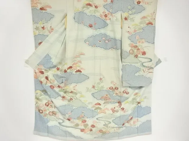 82306# Japanese Kimono / Antique Furisode / Cloud & Kiku