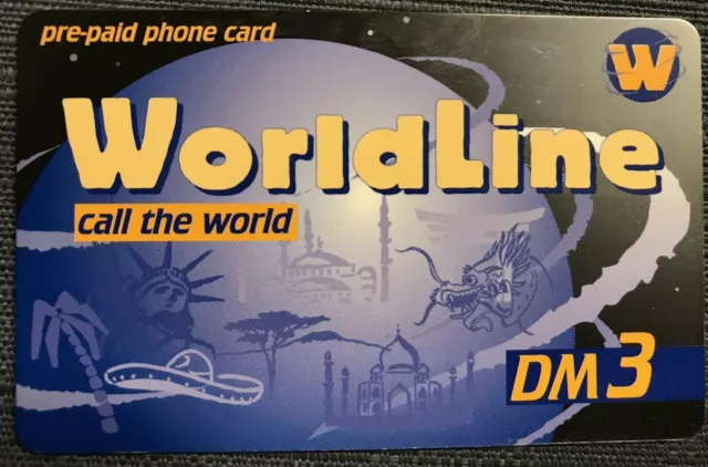 Calling Card WorldLine unbenutzt siehe Bilder pre paid phone card 3 DM neu!!!!!