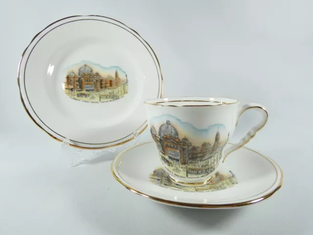 Vintage Royal Stafford Melbourne Souvenir Teacup Trio Set Cup Saucer Plate China