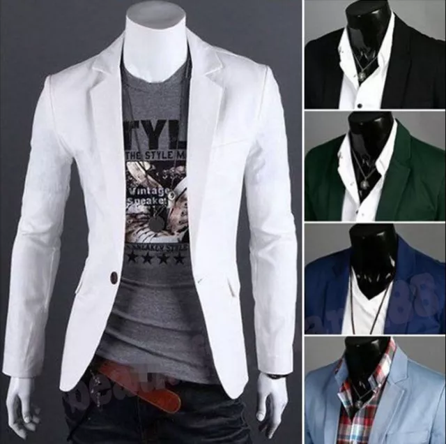 Men's Fashion One Button Slim Fit Casual Business Suit Dress Blazer Coat Jacket