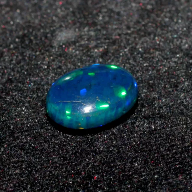 6 CT Natural Black Ethiopian Fire Opal Oval Cabochon Loose Gemstone 15x12mm