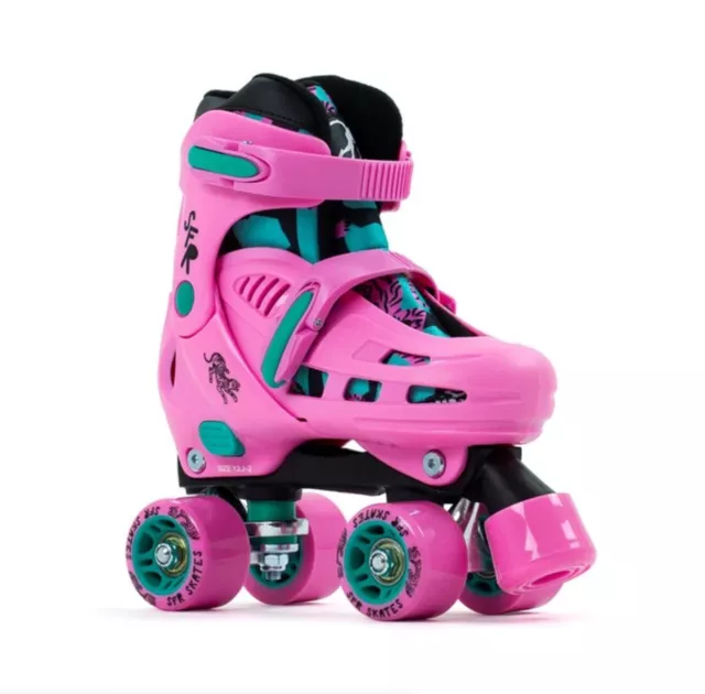 SFR Pink 'Storm' kids roller skates size 1J-8J + Knee, elbow, hand pads