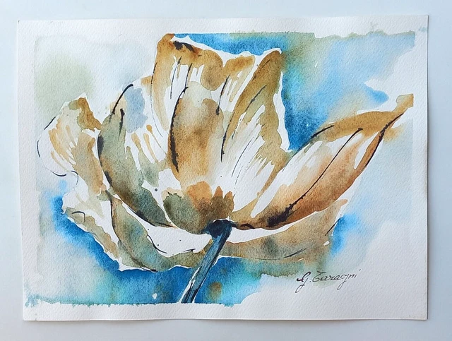 "FIORI" acquerello su carta di G. Taragni cm 23x31