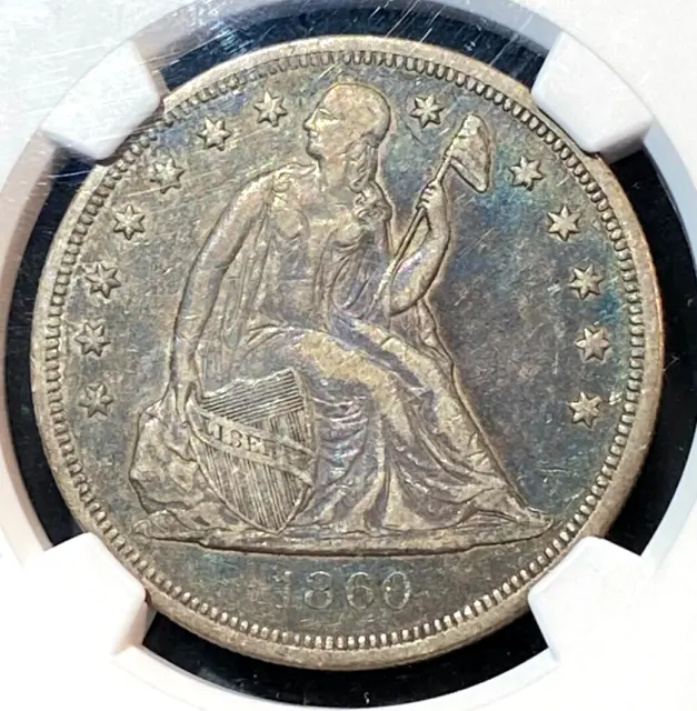 1860-O Seated Liberty Dollar NGC XF40 Original+ w/Color Best Price Ebay* CHRC