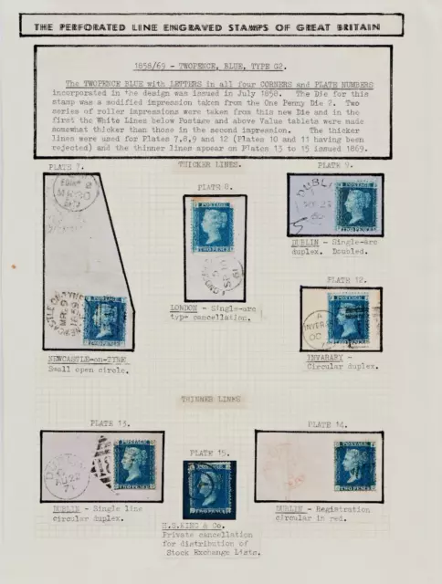 1858/69  Collection of 2d Blue Type G2 Letters in all four corners