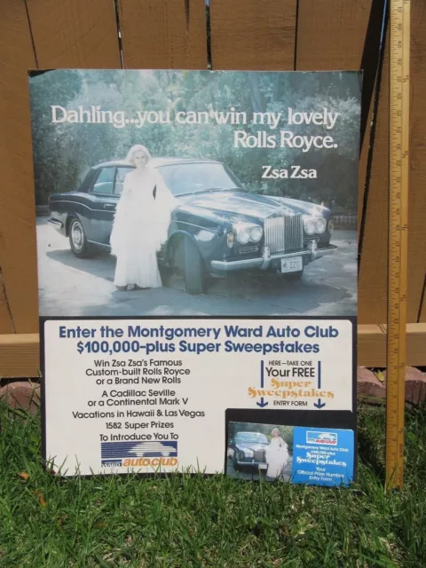 Zsa Zsa Gabor's personal ROLLS ROYCE ADVERTISING Wards Poster 29 x 21