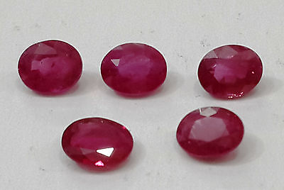 Natural Loose Ruby Ovals 5.5*4.5mm 5pc Burmese Heated Fine Color Quality