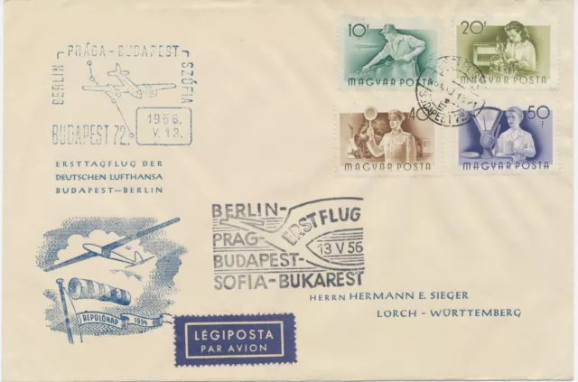 UNGARN 1956, Deutsche Lufthansa Ost Erstflug „BUDAPEST – BERLIN-SCHÖNEFELD“